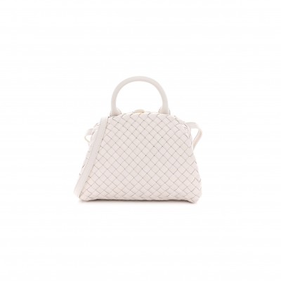 BOTTEGA VENETA NAPPA INTRECCIATO MINI TOP HANDLE SHOULDER BAG CHALK (22*17*9cm)